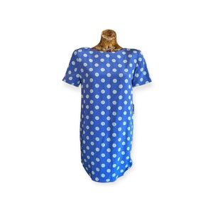 Vintage Constance Saunders dress blue green silk polka dot shoulder pads Sz4 ret